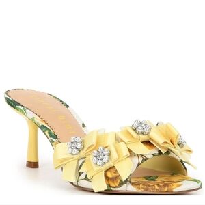 NEW Gianni Bini Embellished Floral Print Satin Bow Detail Dress Sandals Size 5.5